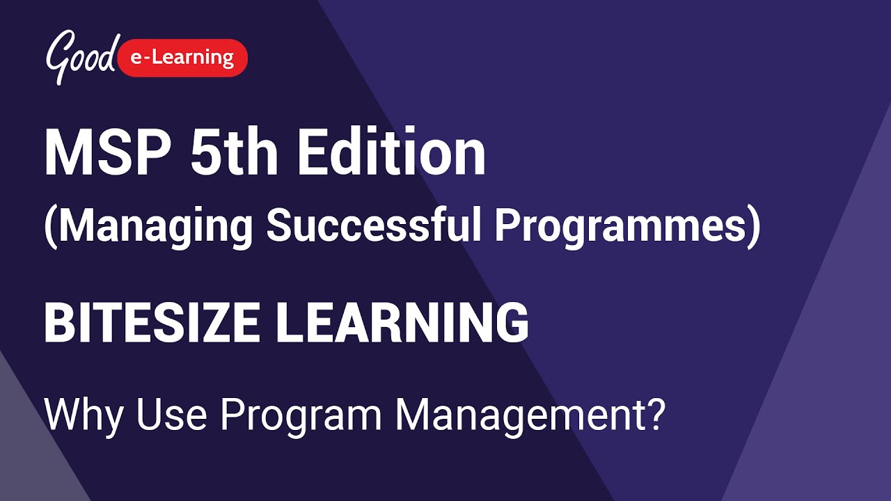 MSP 5th Edition Bitesize Learning: Why Use Program Management ...